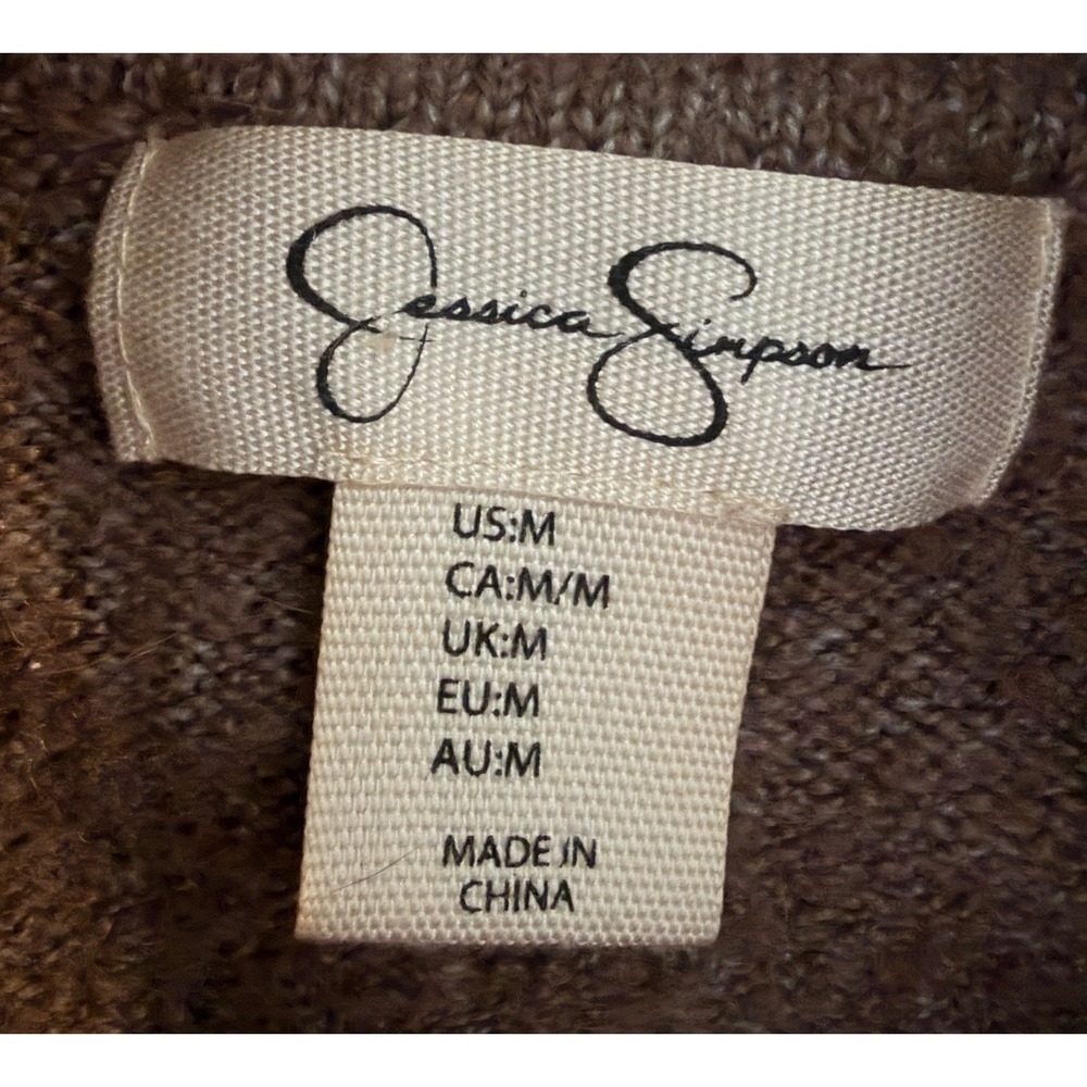 Jessica Simpson Womens Brown Alpaca Blend Mock Neck Seam‎ Sweater Size M - Picture 4 of 6